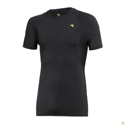 Mens DIADORA Compression Short Sleeve T Shirt Top Gym Thermal - Black - S