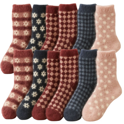 12 Pairs Womens Angora Wool Socks Extra Warm Winter Thermal Soft Ski