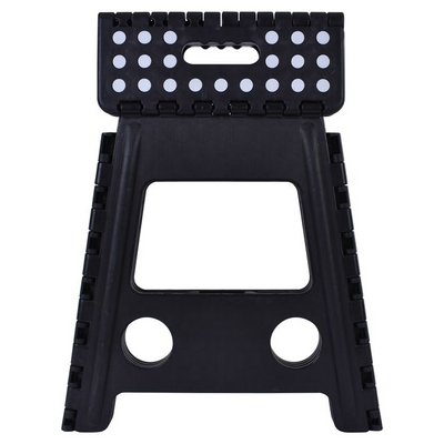 39cm Plastic Folding Step Stool Portable Chair Flat Indoor/Outdoor Home - Black