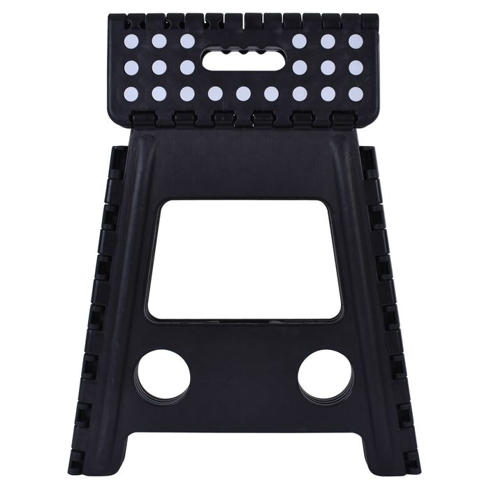 39cm Plastic Folding Step Stool Portable Chair Flat Indoor/Outdoor Home - Black
