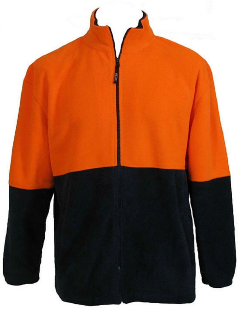 HI VIS POLAR FLEECE Jumper Full Zip Safety Workwear Fleecy Jacket Unisex - Orange - XXL