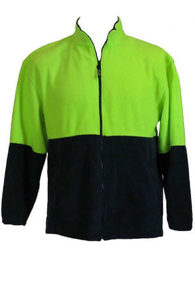 HI VIS POLAR FLEECE Jumper Full Zip Safety Workwear Fleecy Jacket Unisex - Yellow - M