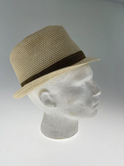 Dents Mens Straw Hat Toyo Trilby Fedora Summer Sun Stingy Brim  - Natural/Brown - L/XL