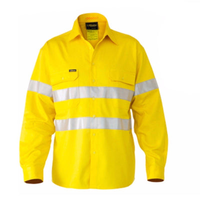 BISLEY 3M Taped Hi Vis Cool Vent Long Sleeve Industrial Shirt Workwear Cotton - BS6445T_BBLY - 5XL