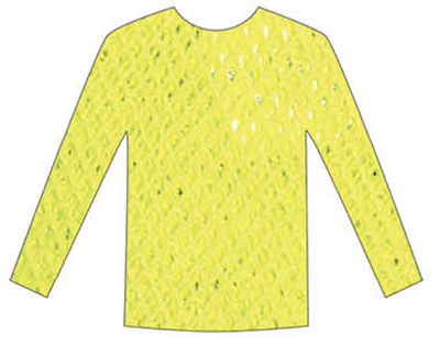 LONG SLEEVE FISHNET TOP Blouse T Shirt Tee Costume Party See Through - Fluro Yellow