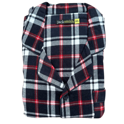 Mens Plus Size Flannelette Pyjamas 100% Cotton PJs Set Top Pants in Red Check - 5XL