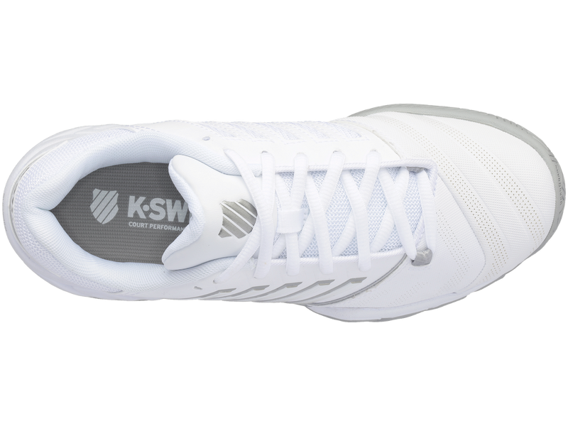 K-Swiss Womens Bigshot 4 AC Tennis Shoes - White/Silver - US 8.5