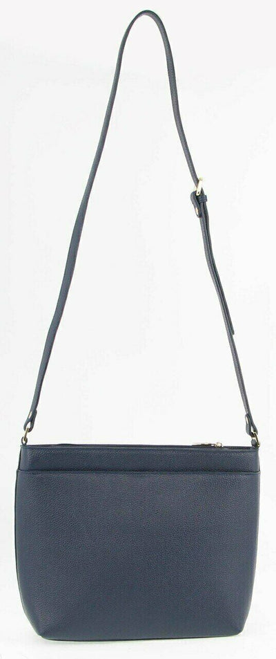 Morrissey Italian Womens Structured Leather Cross Body Handbag Bag Ladies - Navy