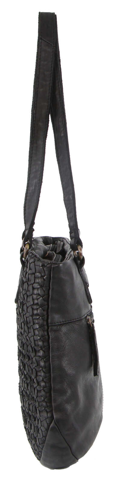 Pierre Cardin Woven Leather Ladies Shoulder Bag - Black