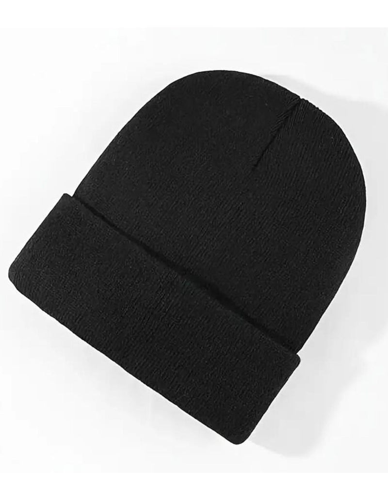 PLAIN BEANIE Unisex Mens Womens Winter Warm Hat Ski Cap Knit One Size - Black