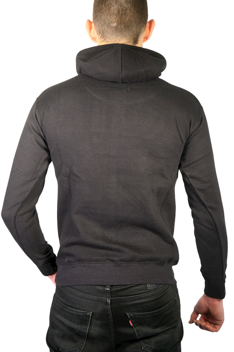 Adult Mens 100% Cotton Fleece Hoodie Jumper Pullover Sweater Warm Sweatshirt - Black - L