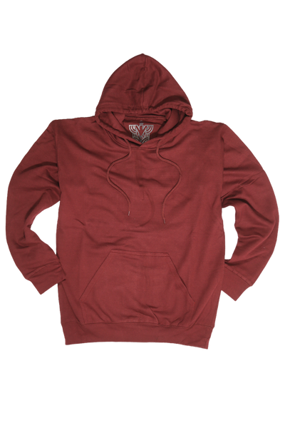 Adult Mens 100% Cotton Fleece Hoodie Jumper Pullover Sweater Warm Sweatshirt - Maroon/Burgundy - L