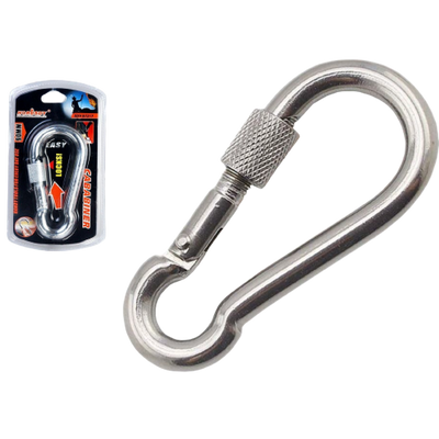 90mm Stainless Steel CARABINER Clip Hook Lockable Mountain Climbing