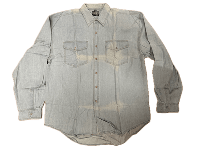 Denim Long Sleeve Jean Shirt Buttoned Front Casual Soft Top 100% COTTON - XL