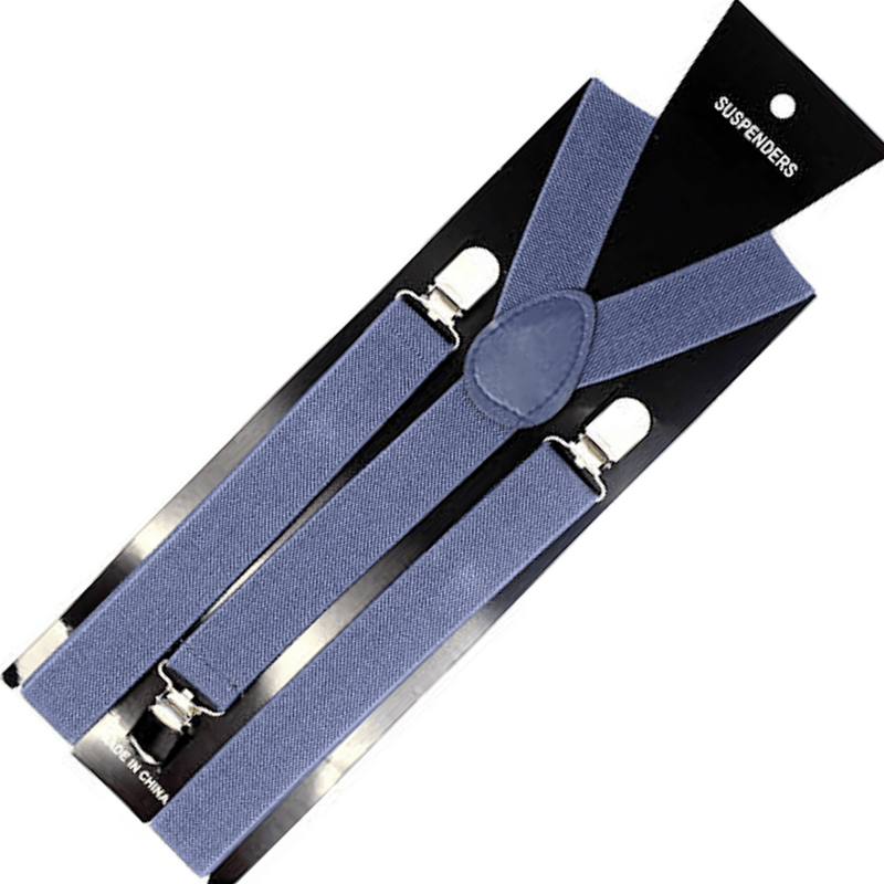 Mens Suspenders Braces Adjustable Strong Clip On Elastic Formal Wedding Slim - Grey