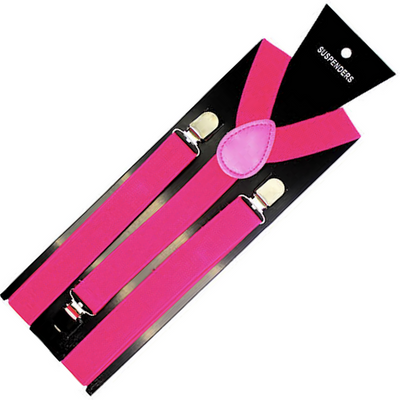 Mens Suspenders Braces Adjustable Strong Clip On Elastic Formal Wedding Slim - Magenta