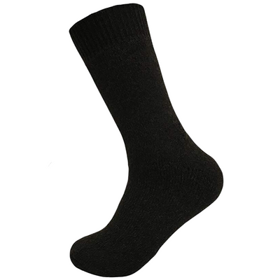 Merino Wool Mens Loose Top Thermal Socks Diabetic Comfort Circulation - 1 Pair - Black - 11-14