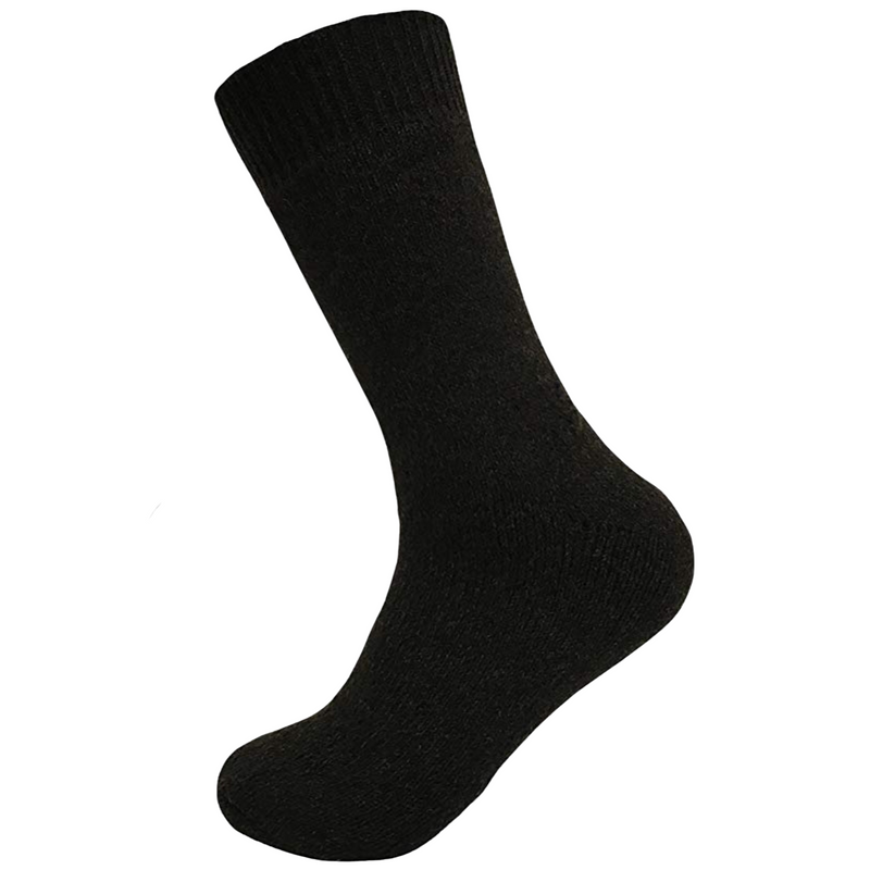 Merino Wool Mens Loose Top Thermal Socks Diabetic Comfort Circulation - 1 Pair - Black - 11-14
