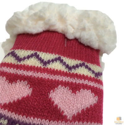 1 Pair KIDS Thick Fur Bed Socks Boys Girls Soft Work Fluffy Slippers Non Slip - 2-8 Years Old