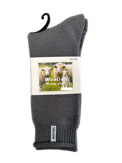 1 Pair Premium Mens Wool Heavy Duty Thick Work Socks Cushion Woolen - Grey - 7-11