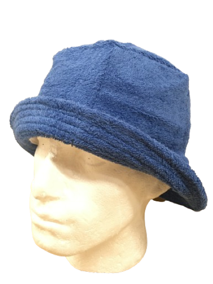 Stingy Brim Terry Towelling Bucket Hat Daggy Fishing Camping Lad Cap 100% COTTON - Blue - L/XL
