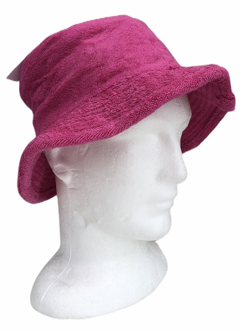 Stingy Brim Terry Towelling Bucket Hat Daggy Fishing Camping Lad Cap 100% COTTON - Fuchsia - XXL
