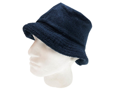 Stingy Brim Terry Towelling Bucket Hat Daggy Fishing Camping Lad Cap 100% COTTON - Navy Blue - S/M