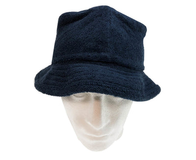 Stingy Brim Terry Towelling Bucket Hat Daggy Fishing Camping Lad Cap 100% COTTON - Navy Blue - S/M
