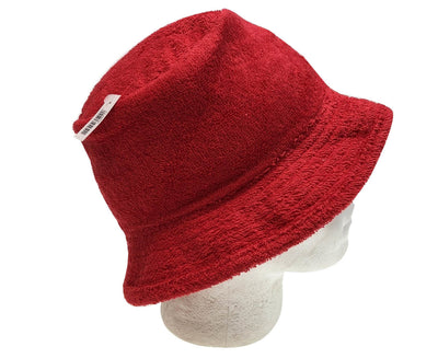 Stingy Brim Terry Towelling Bucket Hat Daggy Fishing Camping Lad Cap 100% COTTON - Red - L/XL