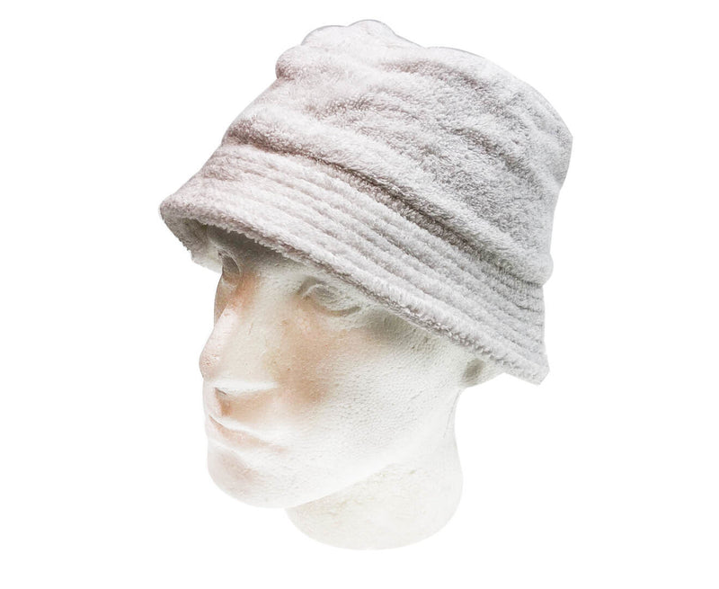 Stingy Brim Terry Towelling Bucket Hat Daggy Fishing Camping Lad Cap 100% COTTON - White - XXL