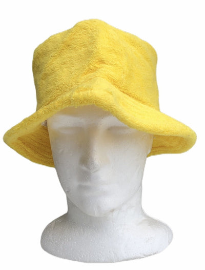 Stingy Brim Terry Towelling Bucket Hat Daggy Fishing Camping Lad Cap 100% COTTON - Yellow - L/XL