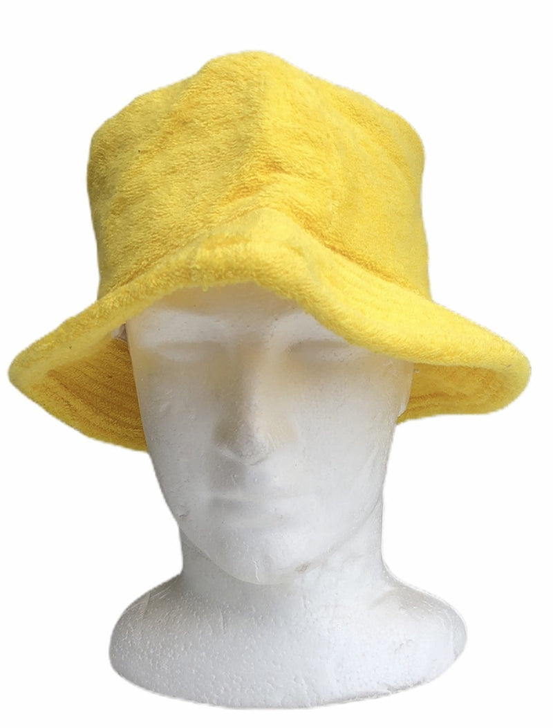 Stingy Brim Terry Towelling Bucket Hat Daggy Fishing Camping Lad Cap 100% COTTON - Yellow - L/XL