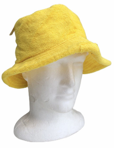 Stingy Brim Terry Towelling Bucket Hat Daggy Fishing Camping Lad Cap 100% COTTON - Yellow - S/M