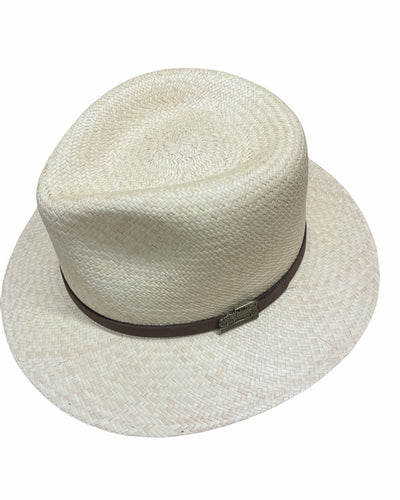 Hand Woven Panama Cooler Hat Summer Fedora Uncrushable Waterproof - Tan - Large (7 1/3 - 7 3/8)