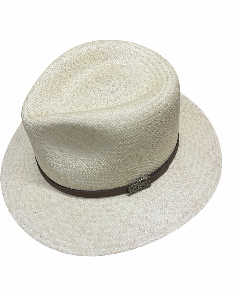 Hand Woven Panama Cooler Hat Summer Fedora Uncrushable Waterproof - Tan - Large (7 1/3 - 7 3/8)