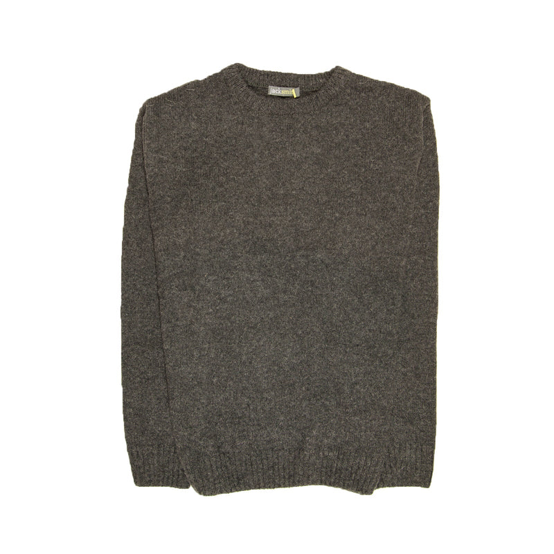 100% SHETLAND WOOL CREW Round Neck Knit JUMPER Pullover Mens Sweater Knitted - Charcoal (29) - M