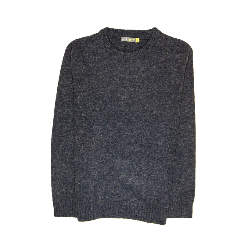 100% SHETLAND WOOL CREW Round Neck Knit JUMPER Pullover Mens Sweater Knitted - Navy - 5XL
