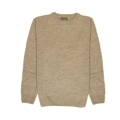 100% SHETLAND WOOL CREW Round Neck Knit JUMPER Pullover Mens Sweater Knitted - Beige (03) - 5XL