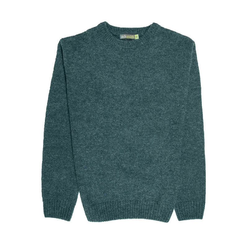 100% SHETLAND RAGG WOOL CREW Round Neck Knit JUMPER Pullover Mens Sweater Knitted - Sherwood - 4XL