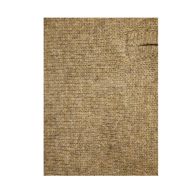 100% SHETLAND RAGG WOOL Half Zip Up Knit JUMPER Pullover Mens Sweater Knitted - Nutmeg - 3XL