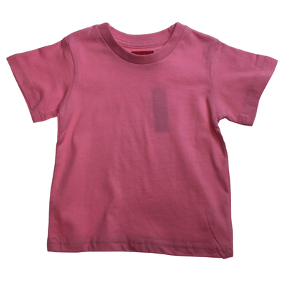 TODDLER PLAIN T SHIRT 100% COTTON Basic Blank Tee Top Teen Teenager Crew Kids - Pink - 2