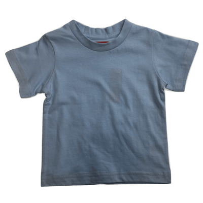 TODDLER PLAIN T SHIRT 100% COTTON Basic Blank Tee Top Teen Teenager Crew Kids - Sky Blue - 0