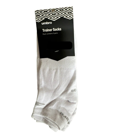 Umbro Mens Trainer Ankle Socks - White - 1 Pack of 3 Pairs - EU 35-38