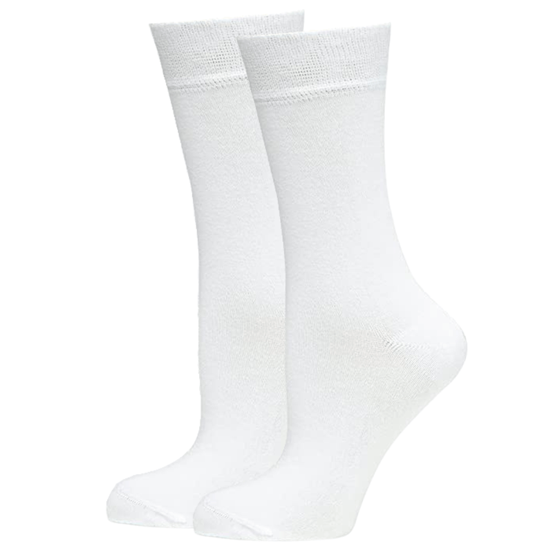 BAMBOO SOCKS Crew Natural Eco Healthy Enviro Unisex Work Anti-Bacterial Business - White - 11-14