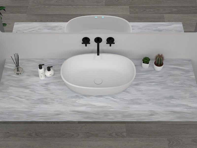 Low Sided Oval Shaped Basin Cast stone - Solid Surface Basin 600mm