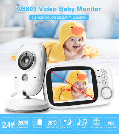 Hridz VB603 Video Baby Monitor 2.4G Wireless With 3.2 Inches Colour LCD