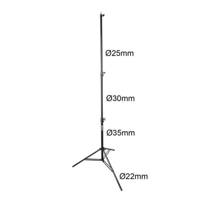 Hridz 2.8m Stainless Steel Light Stand Black Colour Heavy Duty with 1/4" to 3/8" Spigot