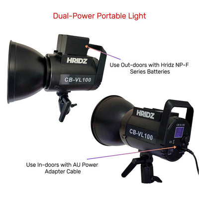 HRIDZ CB-VL100 100W Battery-Operated Bi-Colour Dimmable LED Video Light Outdoor Cob