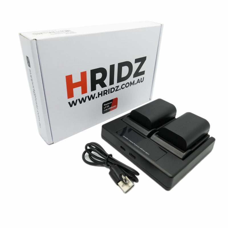 HRIDZ LP-E6 2 Batteries and 1 Dual Charger for Canon LP-E6n LP E6 Battery