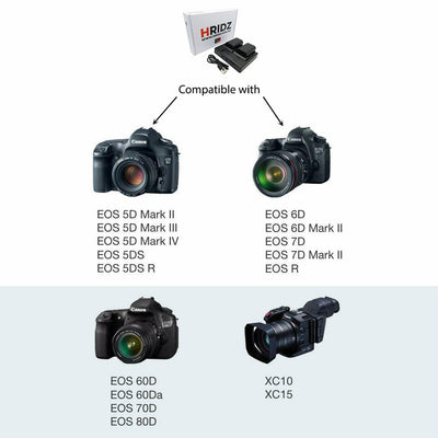 HRIDZ LP-E6 2 Batteries and 1 Dual Charger for Canon LP-E6n LP E6 Battery